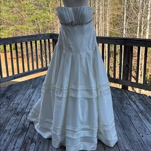NWT $1200 Alfred Angelo sapphire White Strapless Wedding Dress corset back 16